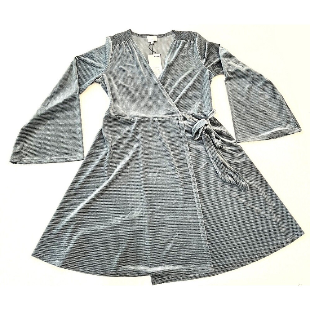 LLHLJH Women’s Size M Blue/Green Wrap Dress 90% Poly 10% Spandex